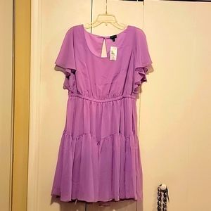 Mini Chiffon Ruffle Hem Skater Dress Lilac - 2x Torrid